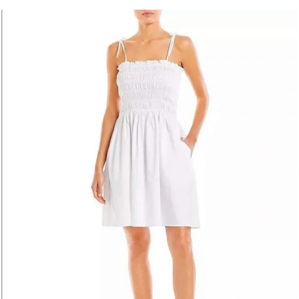 Tory Burch Smocked White Summer Short Dress